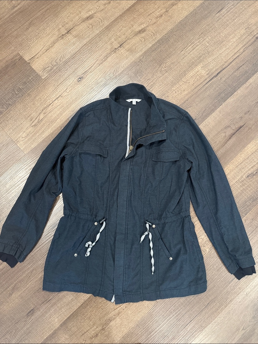 CAbi gray cotton Utility Jacket with Drawstring Waist